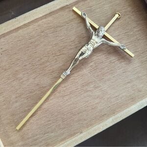 Gold and Silver Crucifix Metal Wall Cross 10”